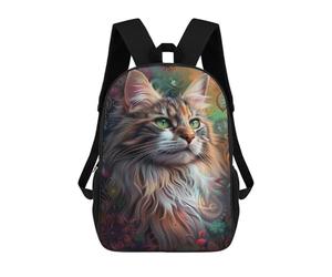 sinyumoney Colorful Fantasy Cat Artwork Backpack School Bag High Secondary School Bags Casual Backpack - Perfect for Travel, Work And Daily Use 17inch