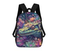 sinyumoney Colorful Fantasy Crocodile Artwork Kids Backpack,School Backpack Kids School Bag 3D Printed Cartoon Large Capacity Backpack for Kids Boys And Girls 17inch