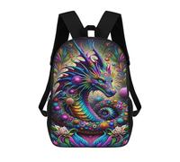 sinyumoney Colorful Fantasy Dragon Artwork Children's 17 Inch School Backpack 3D Printed Anime Movies for Kids Travel Rucksacks Book Bags Kids School Bag