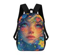 sinyumoney Colorful Fantasy Floral Artwork 3D Printed 17inch School Bag Children's School Backpack Travel Backpacks Casual Fashion Bag for Kids School Students