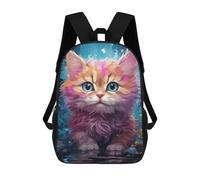 sinyumoney Colorful Fantasy Kitten-2 Backpacks Kids 17inch School Backpack School Bag 3D Printed School Bag for Boys Elementary And Middle School Students