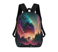 sinyumoney Colorful Fantasy Landscape 3D Printed Kids School Bag Rucksacks Children's School Fashion Casual Back Pack High Capacity Travel Book Bags Backpack for Kids 17inch