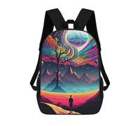 sinyumoney Colorful Fantasy Landscape -5 Kids Backpacks,3D Personalized School Bookbags for Boys Girls Large Schoolbags Casual Daypack 17inch