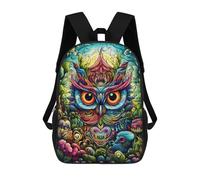 sinyumoney Colorful Fantasy Owl 3D Printed Children's School Backpack for Kids High Capacity Travel Rucksacks Book Bags Kids School Bag Back Pack 17inch