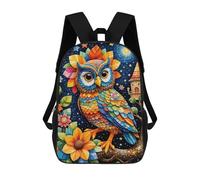 sinyumoney Colorful Fantasy Owl Artwork-1 Rucksack Secondary Causal Travel High School Bags for Boys/Girls/Teenagers 17inch