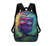 sinyumoney Colorful Fantasy Owl Artwork-6 3D Printed 17inch School Bag Children's School Backpack Travel Backpacks Casual Fashion Bag for Kids School Students