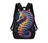sinyumoney Colorful Fantasy Seahorse Artwork Children's Backpacks 17inch School Backpack 3D Printed Bag Bookbag for Kids Travel Rucksacks Boy Girl Book Bags Kids School Bag