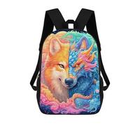 sinyumoney Colorful Fantasy Wolf Dragon Art School Backpack Business Laptop Rucksack Bag Unisex Casual Daypack for Men, Women & Teenage Boys 17inch