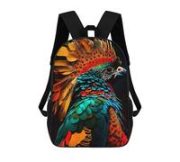 sinyumoney Colorful Feathered Bird Kids Backpacks,3D Personalized School Bookbags for Boys Girls Large Schoolbags Casual Daypack 17inch