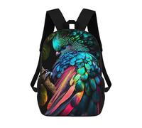 sinyumoney Colorful Feathered Companion School Bag Backpack Teen Schoolbag 3D Printing Adjustable Schoolbag Fashion Pocket Bag for Kids Boys Girls Students And Teenagers Fans 17inch