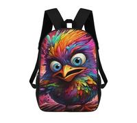 sinyumoney Colorful Feathered Friend-1 Kids Backpacks,3D Personalized School Bookbags for Boys Girls Large Schoolbags Casual Daypack 17inch