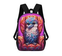 sinyumoney Colorful Feathered Friend Kids Backpack,School Backpack Kids School Bag 3D Printed Cartoon Large Capacity Backpack for Kids Boys And Girls 17inch