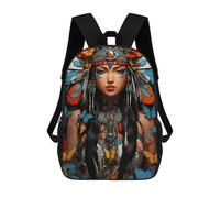 sinyumoney Colorful Feathered Headdress with Butterflies Print Children's Backpack School Bag for Adult And Kids Travel Daypack 17inch