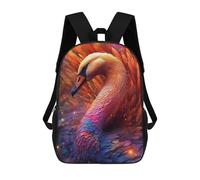 sinyumoney Colorful Feathered Swan 3D Printed Children's School Backpack for Kids Travel Rucksacks Book Bags Kids School Bag 17inch