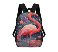 sinyumoney Colorful Flamingo Art Print School Backpack 3D Printed Children's 17inch Backpacks Bag Bookbag for Kids Boy Girl Book Bags Kids School Bag Travel Rucksacks