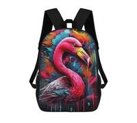 sinyumoney Colorful Flamingo Artwork-1 Fashion Student School Backpack Suitable for Boys Girls Kids Casual Outdoor Travel Essential Daypack 17inch