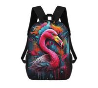 sinyumoney Colorful Flamingo Artwork 3D Printed Children's School Backpack for Kids High Capacity Travel Rucksacks Book Bags Kids School Bag Back Pack 17inch
