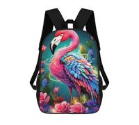 sinyumoney Colorful Flamingo Garden Children's Backpack, Schoolbag Large Capacity Students Bookbag Rucksack Knapsack for Boys Girls Adults Teen 17inch