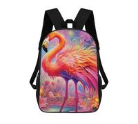 sinyumoney Colorful Flamingo in Fantasy Land Kids School Backpack 3D Printed Backpacks Fashion School Bag Rucksacks for Boys Elementary And Middle School Students 17inch