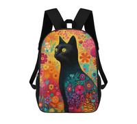 sinyumoney Colorful Floral Cat Art Print-3 School Bags Computer Rucksack for School/Work/Travel for Camping Outdoor Adventures And Daily Travel 17inch