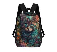 sinyumoney Colorful Floral Cat Backpack School Secondary Causal Travel High School Bags for Men/Women 17inch