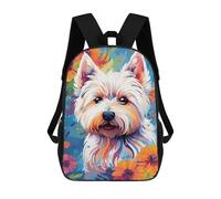 sinyumoney Colorful Floral Dog Art Print Backpack School Computer Rucksack for School/Work/Travel- Perfect for Travel, Work And Daily Use 17inch
