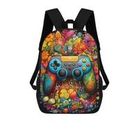 sinyumoney Colorful Floral Gaming Controller Artwork Rucksack Secondary Causal Travel High School Bags for Men, Women & Teenage Boys 17inch
