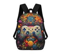 sinyumoney Colorful Floral Gaming Controller Rucksack Rucksack Casual Daypacks School Work Travel Bag for Camping Outdoor Adventures And Daily Travel 17inch