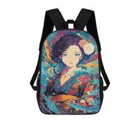 sinyumoney Colorful Floral Kimono Artwork -1 Backpack School Bag Large School Backpack for Boys - Perfect for Travel, Work And Daily Use 17inch