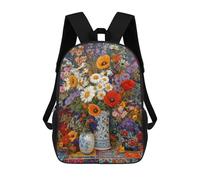 sinyumoney Colorful Floral Still Life-1 3D Printed 17inch Kids School Bag Rucksacks Children's School Fashion Casual Back Pack High Capacity Travel Book Bags
