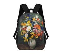 sinyumoney Colorful Flower Bouquet Painting School Backpack Lightweight Airport College Students Back Pack for Boys/Girls/Teenagers 17inch