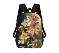 sinyumoney Colorful Flower Bouquet Painting School Backpack Water Resistant School Bag Business Backpack for Men/Women 17inch