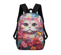 sinyumoney Colorful Flower Cat Art Print Backpack School Bag Computer Rucksack for School/Work/Travel for Camping Outdoor Adventures And Daily Travel 17inch