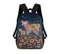 sinyumoney Colorful Flower Cow Painting Rucksack Water Resistant Travel Backpack Computer Bag for Teenage Girls Boys Women Men 17inch
