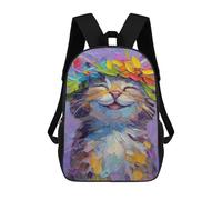 sinyumoney Colorful Flower Crown Cat School Bags Computer Rucksack for School/Work/Travel for Camping Outdoor Adventures And Daily Travel 17inch
