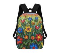 sinyumoney Colorful Flower Field Painting Backpacks Kids School Backpack School Bag 3D Printed School Bag for Boys Elementary And Middle School Students 17inch