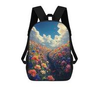 sinyumoney Colorful Flower Field with Butterflies Backpack School Bag Daypacks Business Backpack Water Resistant Bookbag for Girls Boys Teenage 17inch