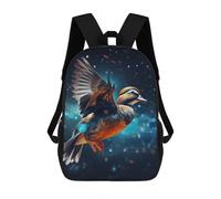 sinyumoney Colorful Flying Duck Artwork Kids Backpacks,3D Personalized School Bookbags for Boys Girls Large Schoolbags Casual Daypack 17inch