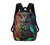 sinyumoney Colorful Forest Owl Artwork 3D Printed Children's School Backpack for Kids High Capacity Travel Rucksacks Book Bags Kids School Bag Back Pack 17inch