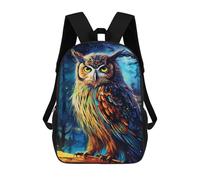 sinyumoney Colorful Forest Owl Artwork Children's Backpack, Schoolbag Large Capacity Students Bookbag Rucksack Knapsack for Boys Girls Adults Teen 17inch