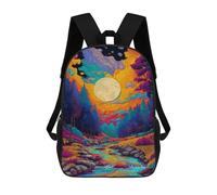 sinyumoney Colorful Forest Stream Sunset Backpack School Lightweight Airport College Students Back Pack for School/Work/Travel 17inch