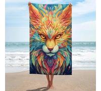 sinyumoney Colorful Fox Art Print-2 Basics Towel Set Sand Free Quick Dry Absorbent Compact Beach Towel for Spa Gym Hotel 130cm*80cm