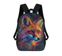 sinyumoney Colorful Fox Art Print 3D Printed 17inch School Bag Children's School Backpack Travel Backpacks Casual Fashion Bag for Kids School Students