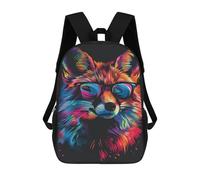 sinyumoney Colorful Fox Art Print-4 School Backpack for Girls 17inch Casual Daypack Lightweight Rucksack Boy Girl Backpack for Middle School Students
