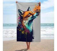 sinyumoney Colorful Fox Art Print-7 Basics Towel Set Sand Free Quick Dry Absorbent Compact Beach Towel for Spa Gym Hotel 130cm*80cm