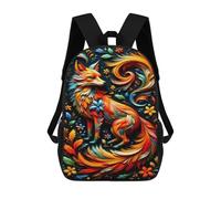 sinyumoney Colorful Fox Artwork 3D Printed 17 Inch School Backpack Casual Children's Backpacks 3D Printed for Boys Elementary And Middle