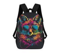 sinyumoney Colorful Fox Headphones Art Print -1 Rucksack School Secondary High School College Backpack Travel for Campus Outdoor Travel Sports 17inch