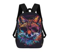 sinyumoney Colorful Fox Headphones Art Print-2 School Backpack 3D Printed Children's 17inch Backpacks Bag Bookbag for Kids Boy Girl Book Bags Kids School Bag Travel Rucksacks
