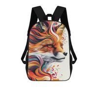 sinyumoney Colorful Fox Illustration-3 17inch School Bag 3D Printed Children's School Backpack Casual Fashion Travel Backpacks for Kids School Students