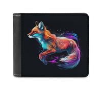 sinyumoney Colorful Fox Illustration 3D Print PU Leather Wallet Use Holds Bills Banknote Compartments Soft Convenient Purse for Boys Girls 11.7cm*9.5cm